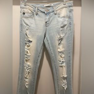 KanCan Distressed Ripped Light Wash Denim Skinny Jeans - Size 27
